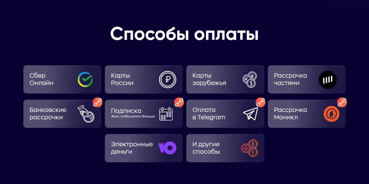 Способы оплаты