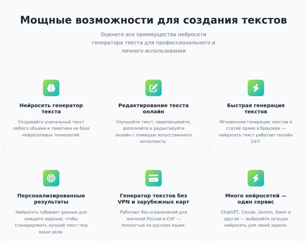 Возможности сервиса