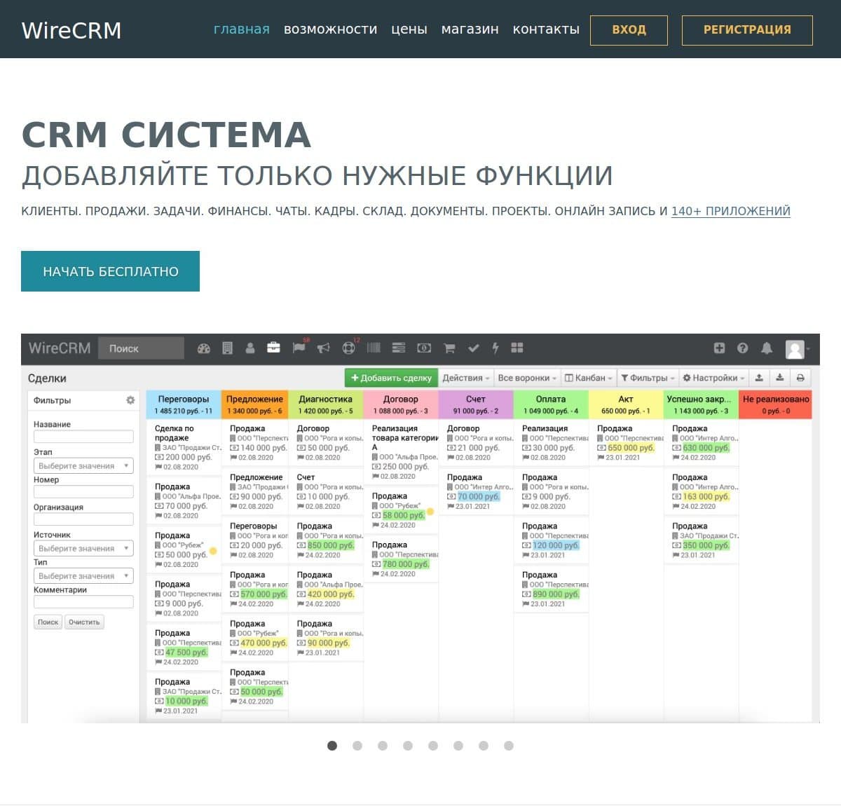 Главная и доска сделок