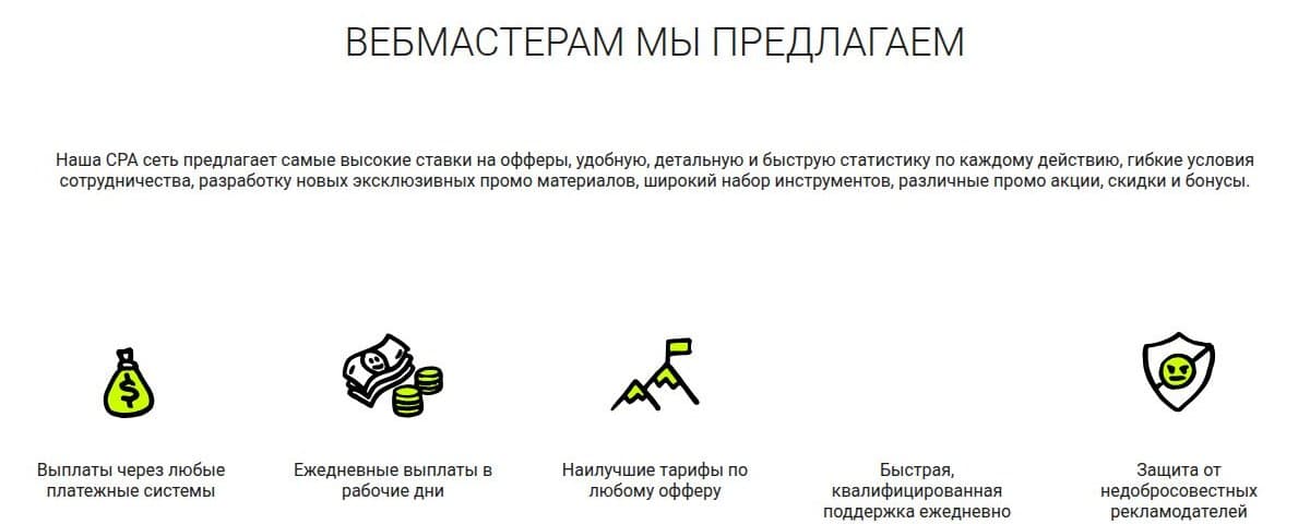 Условия для веб-мастеров